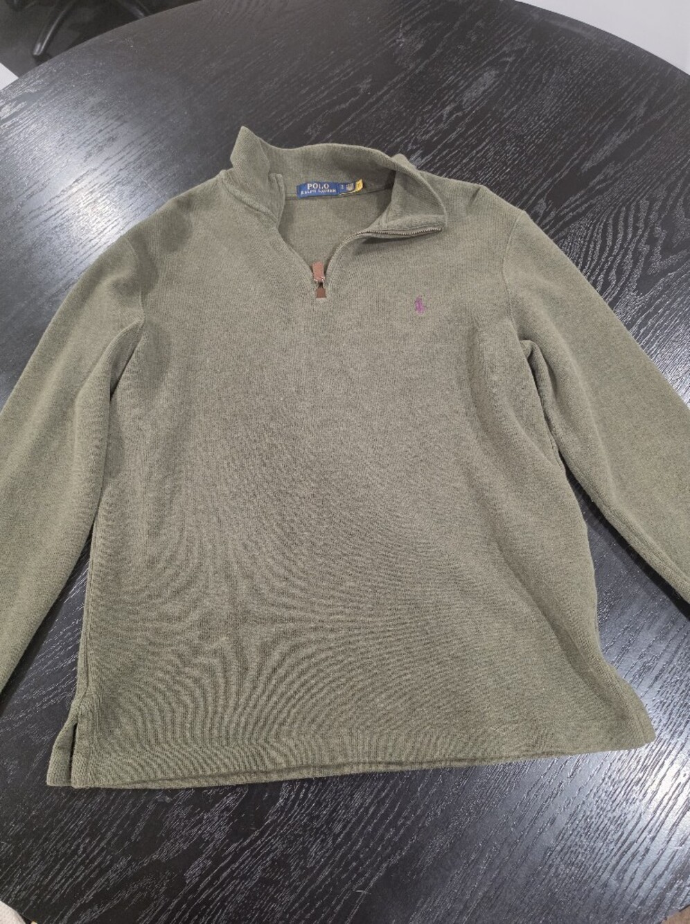 Ralph Lauren Olive Green Quarter-Zip Sweater